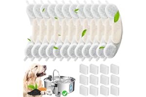 HOETEK 12 Pack Replacement Filters for smartoo 7L/236oz Stainless Steel Dog Water Fountain, 6 Month Set for Large Dogs Water Bowl Dispenser, Includes 12 Filters & 12 Sponges