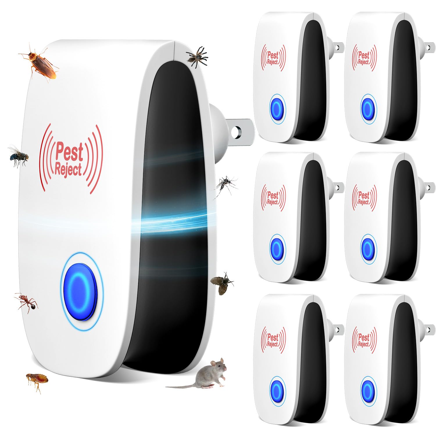 Photo 1 of 2025 Upgraded Electronic Pest Control Plug-in, Ultrasonic Repeller for Mice, Mosquitoes, Cockroaches, Spiders, Ants & More, Safe, Silent, Energy-Efficient, Ideal for Home, Office, Warehouse, 6-Pack