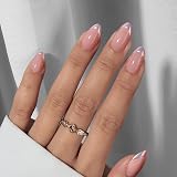 BTArtbox Press On Nails Short Almond Chrome Silver 16 Sizes Dazzling Pink view 2