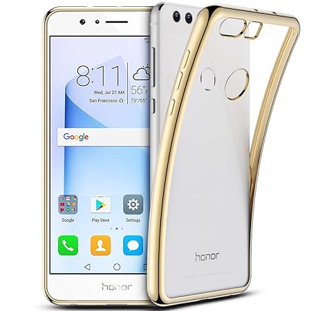 xifanzi Silikon Hülle für Huawei Honor 8 Flexible TPU Rückseite Durchsichtig Gummi Gel Case Ultra Dünn Passt Gold Bumper Schu