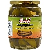 Sadaf Pickled Cucumbers in Brine - Tabrizi Style Pickled Cucumbers for Cooking, Flavoring and Snacking - Kosher and Vegetarian - 24.3 oz Jar