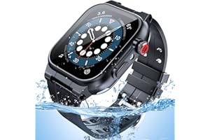 EFFUN Waterproof Case for Apple Watch 44mm 45mm 42mm 41mm 40mm 38mm with Band, IP68 Waterproof Built-in Screen Protector for Apple Watch Series 8 7 6 5 4 3 2 SE SE2, Full Body Rugged Case for iWatch