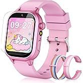 Kids Smart Watch Girls Gift for Girl Aged 5-12, 40 Games HD TouchScreen Kids Watch with Video Camera Music Pedometer Audiostory Learn Card Toys Birthday Gifts for Girls Ages 5 6 7 8 9 10(Pink)