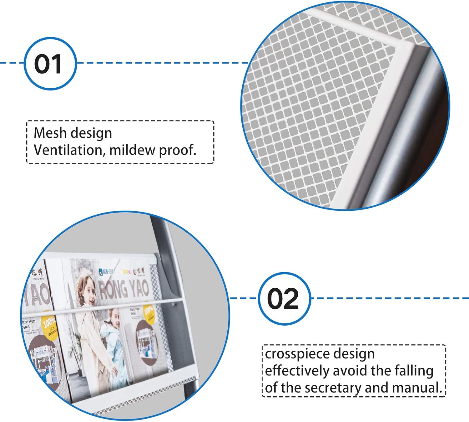 GBOLE Floor-Standing Magazine Rack, Brochure Display Stand with 4 Pockets for Trade Show Exhibitions Office Retail Store with casters Easy to Move Great Quality Easy to Assemble 44.1" H (Silver) : Office Products