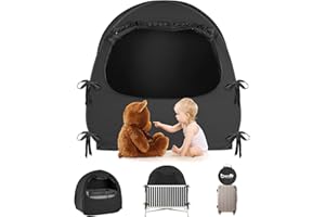 BORNA Pop Up Baby Sleeping Pod Tent, Full Size Crib and Pack N Play Travel Crib Blackout Cover, Breathable Sleep Tent Blocks 96%+ Light for Baby Best Sleeping and Napping