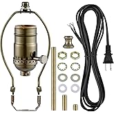 Lamp Rewire Kit,Make a Lamp or Repair Kit,3-Way Lamp Socket with Matching Cord Lamp Harp Set,Lamp Wiring Kit for Table Floor 