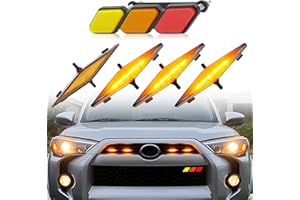 BreTrewri 4pcs Led Grill Lights for 2014-2019 Toyota 4runner TRD Pro SR5 Off-Road Limited Grille Grills Light, Raptor Lights for 4Runner TRD Pro 2020 2021 2022 2023 2024 only 1pcs Emblems