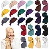 Bunnycool 24 Pcs Hijab Scarf for Women Solid Color Chiffon Long Scarf Shawls and Wraps Lightweight for Muslim Women Gifts
