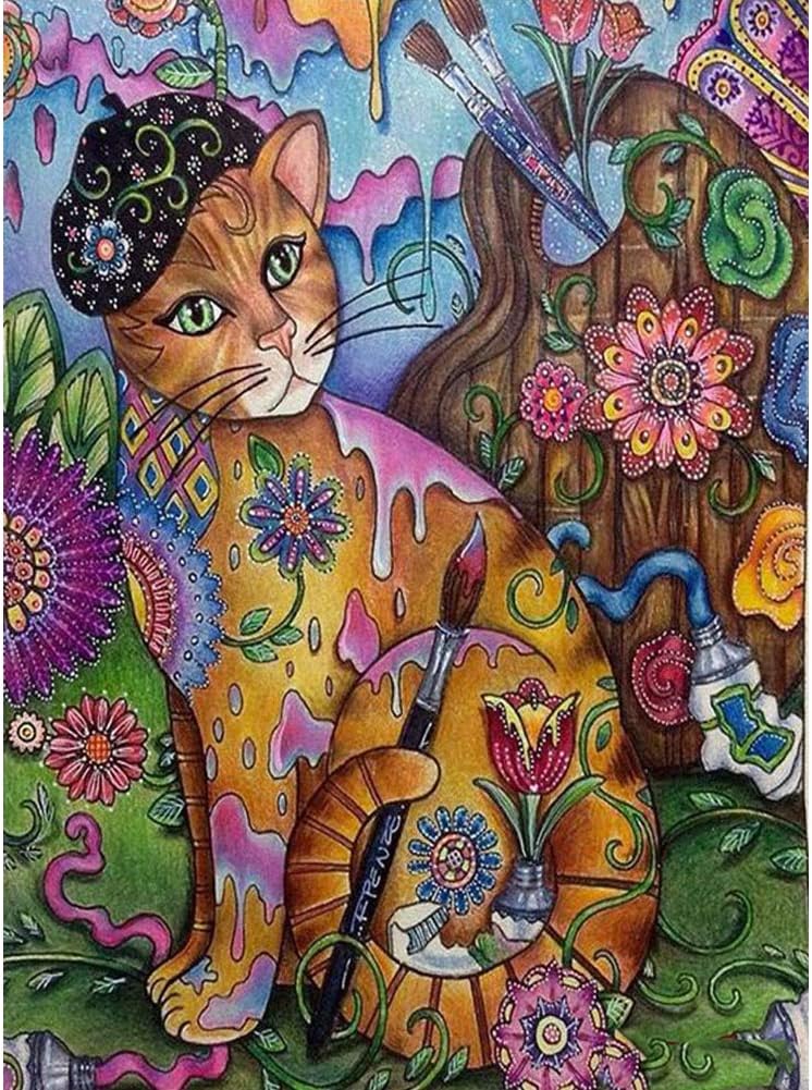 5D Diamond Painting Kits for Adults Full Drill, Cat 30X40cm Embroidery Paintings Pictures Arts Craft for Home Wall Decor