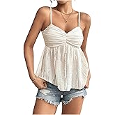 Verdusa Women's Y2k Babydoll Tops Peplum Ruched Lace Trim Cami Cute Going Out Top