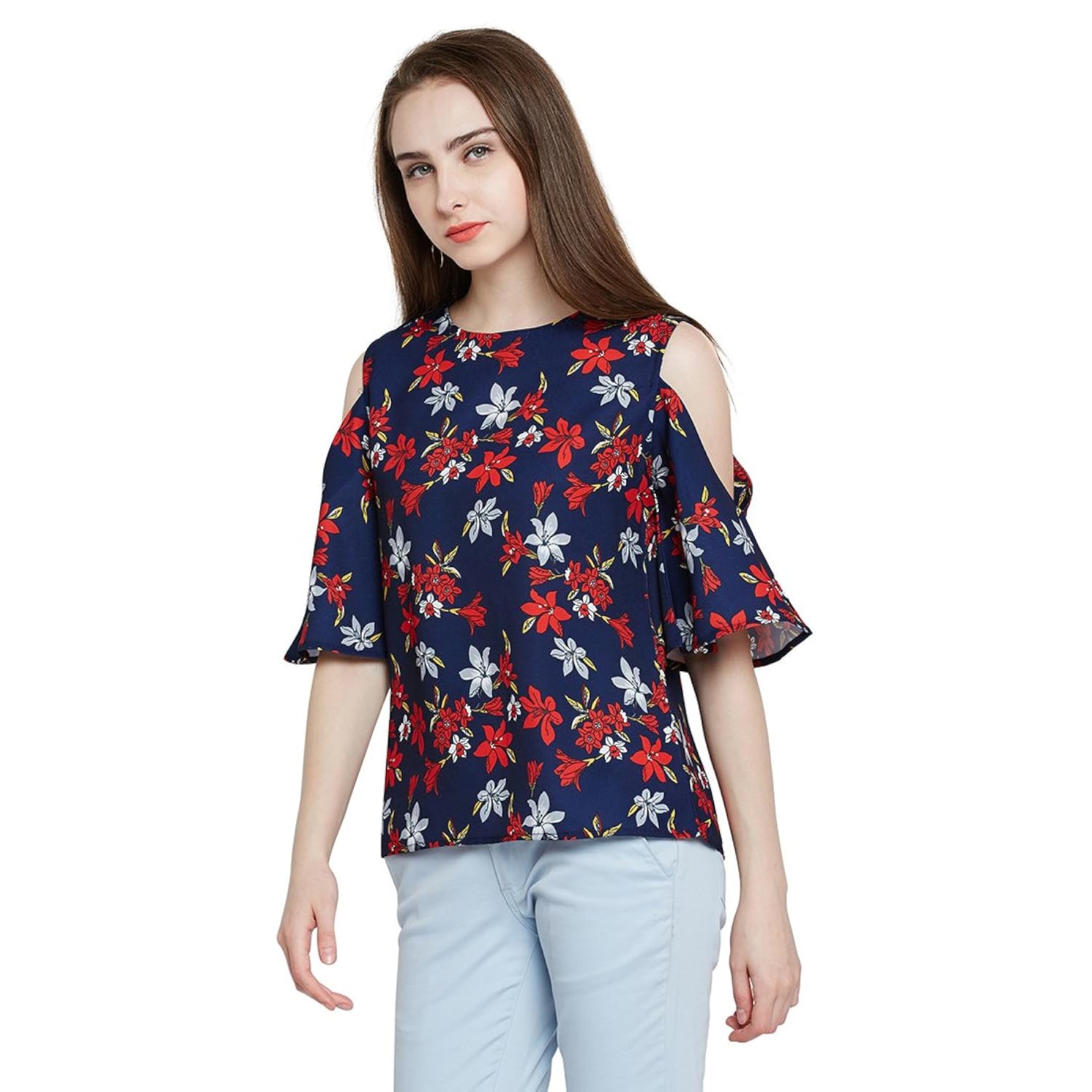 marie claire women blue floral print top