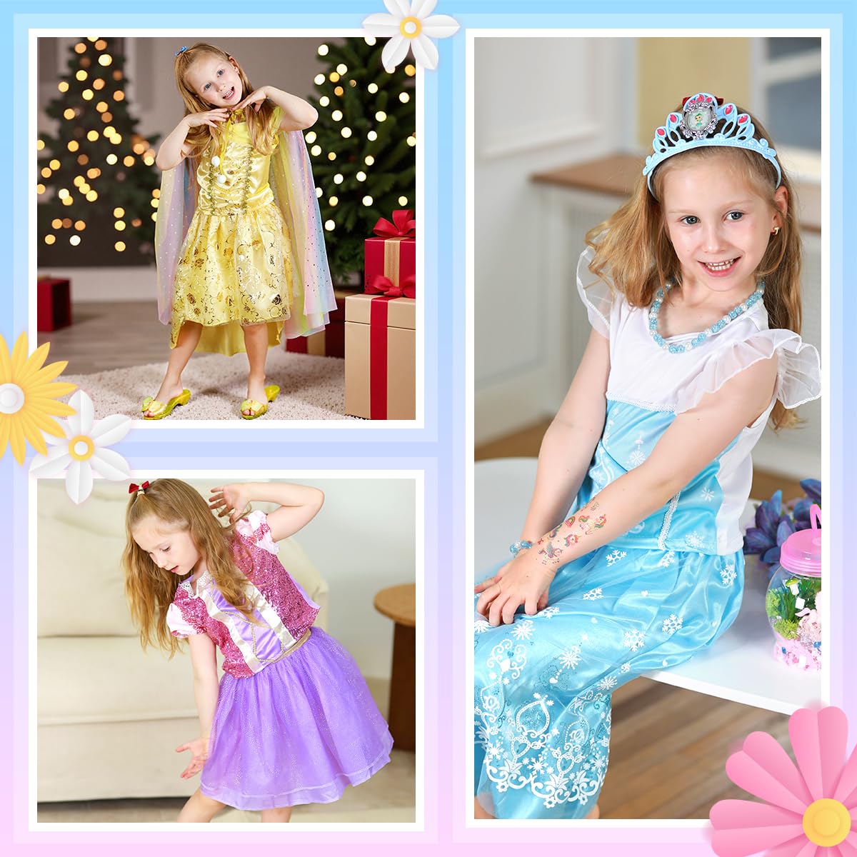 Meland Princess Dress Up for Girls 3-6, Dress Up Clothes with Princess Shoes Toy, Christmas Birthday Gift for Toddlers Girls