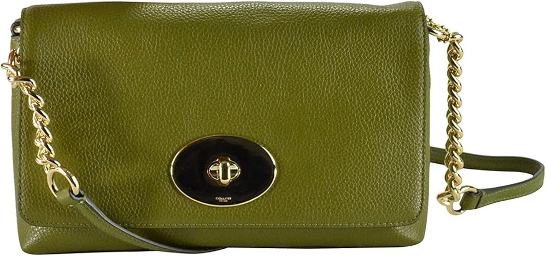 green leather coach purse