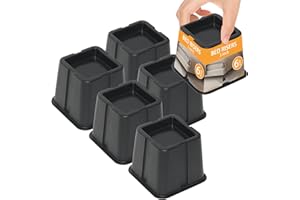 HIFLORA 3 Inch Bed Risers, 6-Pack | Square Furniture Risers for Extra Storage - Ideal for Bed, Table, Chair, Sofa - Perfect for Dorms & Elderly