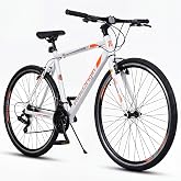 RideOrigin Road Bike City Commuter Bicycle for Men Women Adult Hybrid Bikes | 27.5 Inch Lightweight Aluminum Frame Rear Derailleur, Front and Rear V-Brakes 700x38C Tires Flat Bar Fitness Outdoor Cycling