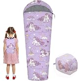 Kids Sleeping Bag for Girls, Portable 3 Season Sleeping Bag | Sleeping bag for girls youth, ideal for sleepovers, travel and camping. Includes a carry bag and is machine washable.