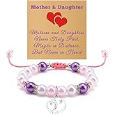 Mom Birthday Gift from Daughter Beaded Bracelets Christmas Birthday Gifts for Mom from Daughter Adult Wedding Graduation Valentines Mothers Day Present for Her Jewelry Bracelet with Massage Card