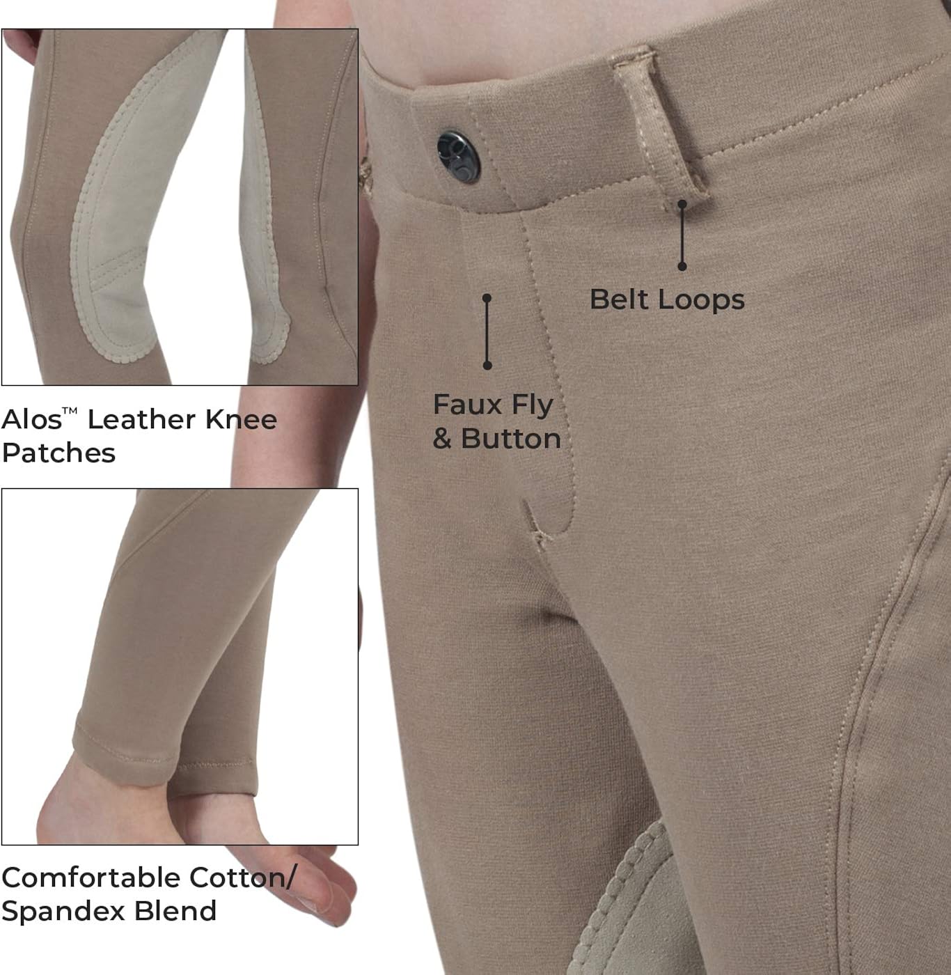ELATION Kids Riding Breeches Girls & Boys Red Label – Pull-On Classic Breeches: Clothing