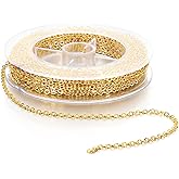 Oruola 32.8ft Gold Filled Chain for Jewelry Making, 2mm Gold Chain for Jewelry Making, Gold Filled Chains with Lobster Clasps & Jump Rings, DIY Craft Chains Jewelrys Make Supplies