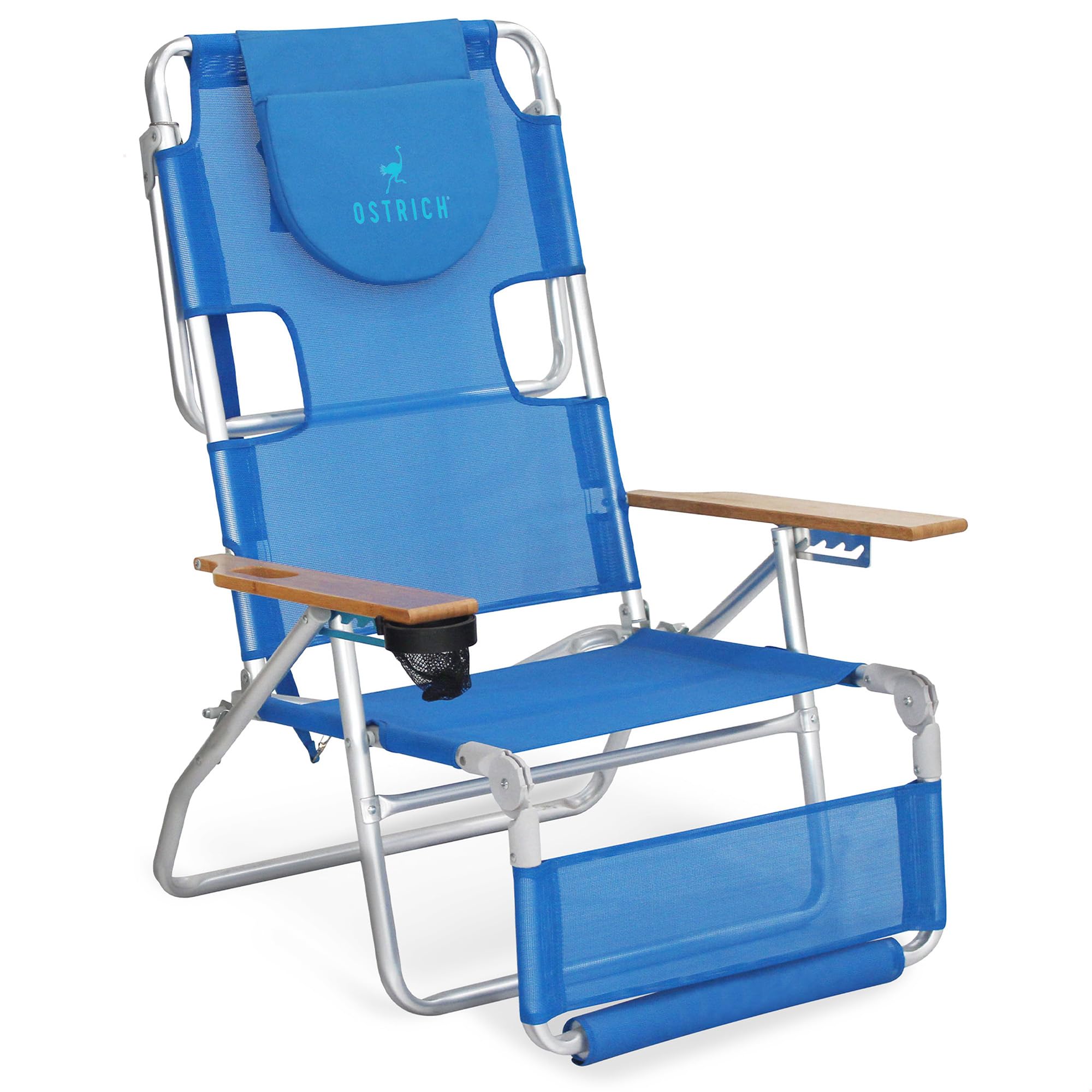 Photo 1 of Ostrich 3N1 Lightweight Lawn Beach Reclining Lounge Chair with Footrest, Outdoor Furniture for Patio, Balcony, Backyard, or Porch, Blue