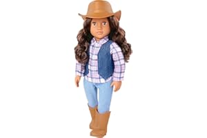 Our Generation - Carolyn - 18-Inch Cowgirl Doll - Lifelike Brown Eyes & Wavy Brown Hair - Cute Plaid & Denim-Style Western Ou
