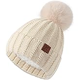 Valkgard Womens Winter Hat with Pom Pom, Knit Fleece Beanie Hats for Women Cold Weather, Warm Toboggans Cap