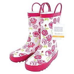Hudson Baby Kids Rain Boots, Pink Roses, 8 US