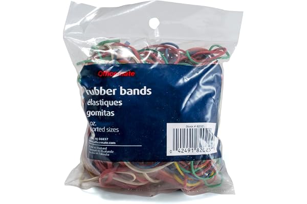 Officemate Assorted Size and Color Rubber Bands, 4 oz (82025), 0.05 x 5.75 x 1.75 inches