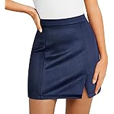 tobyto Faux Suede Mini Skirt for Women, High Waist Side Slit Bodycon A-Line Short Pencil Skirt