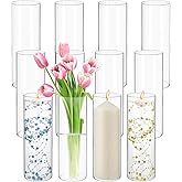 12 Pack Glass Cylinder Vases 12 Inch Tall Clear Flower Vases for Centerpieces, Hurricane Floating Candle Holder Wedding Decorations, Floral Simple Vase Bulk for Party Home Decor (3.35 x 12 Inch)