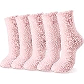 Shyyween 5 Pairs Women Bow Fuzzy Socks Fluffy Cozy Slipper Socks for Sleeping Coquette Bow Birthday Gifts