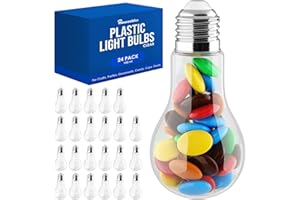 Houseables Plastic Light Bulbs, Fillable Light Bulbs, Fake Lightbulb, Plastic Lightbulbs for Crafts, Clear, Cups, Jars, Containers, Ornaments, Drink Glasses, Candy, Bottles, Party Favors, 100ML, 24PK