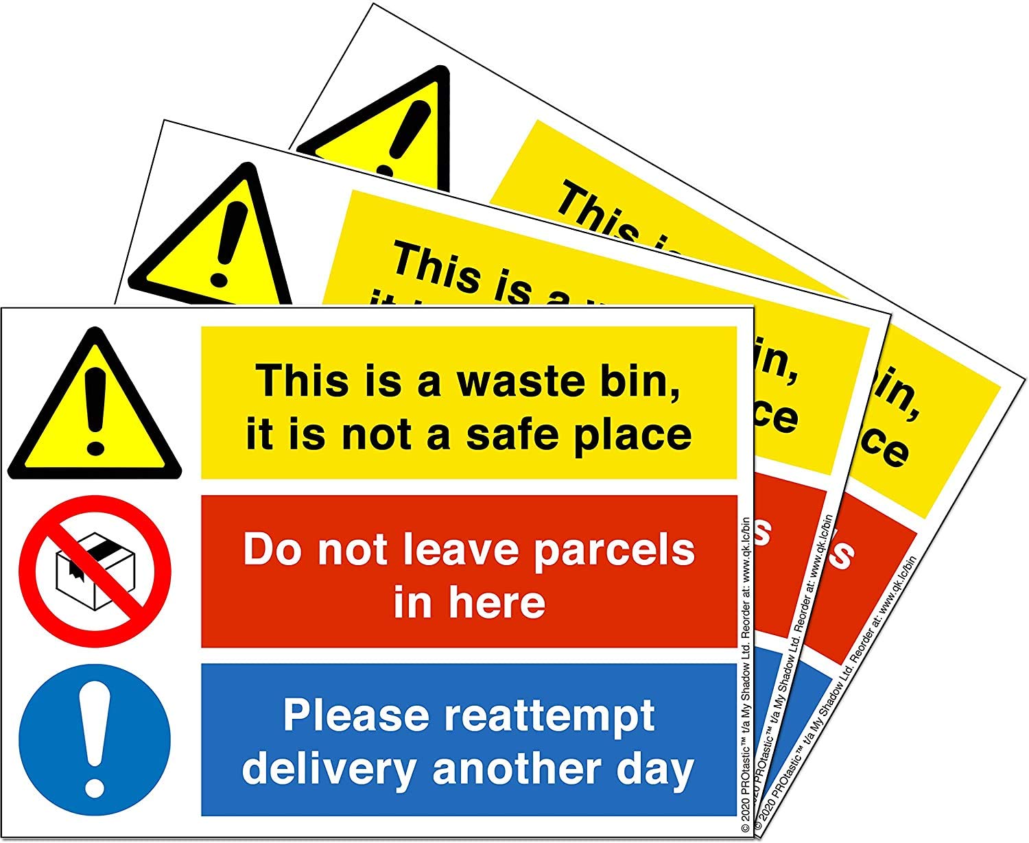 PROtastic 3x Wheelie Bin Stickers - Stop Couriers Leaving Parcels In Your Garbage!