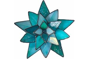 BOXCASA Stained Glass 3D Succulent Stained Glass Window Hangings,Succulent Decor Glass Figurine,Wedding Table Decoration Gift for Mom,5.5×5.5×1.5 Inch