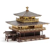 wa-gu-mi Kinkakuji Golden Temple Wooden Architecture 3D Puzzle - Fun DIY Wood Craft Kits - Ideal Gift for Birthdays and Party Favors