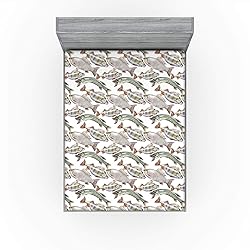 Ambesonne Fishes Fitted Sheet, Watercolor Common