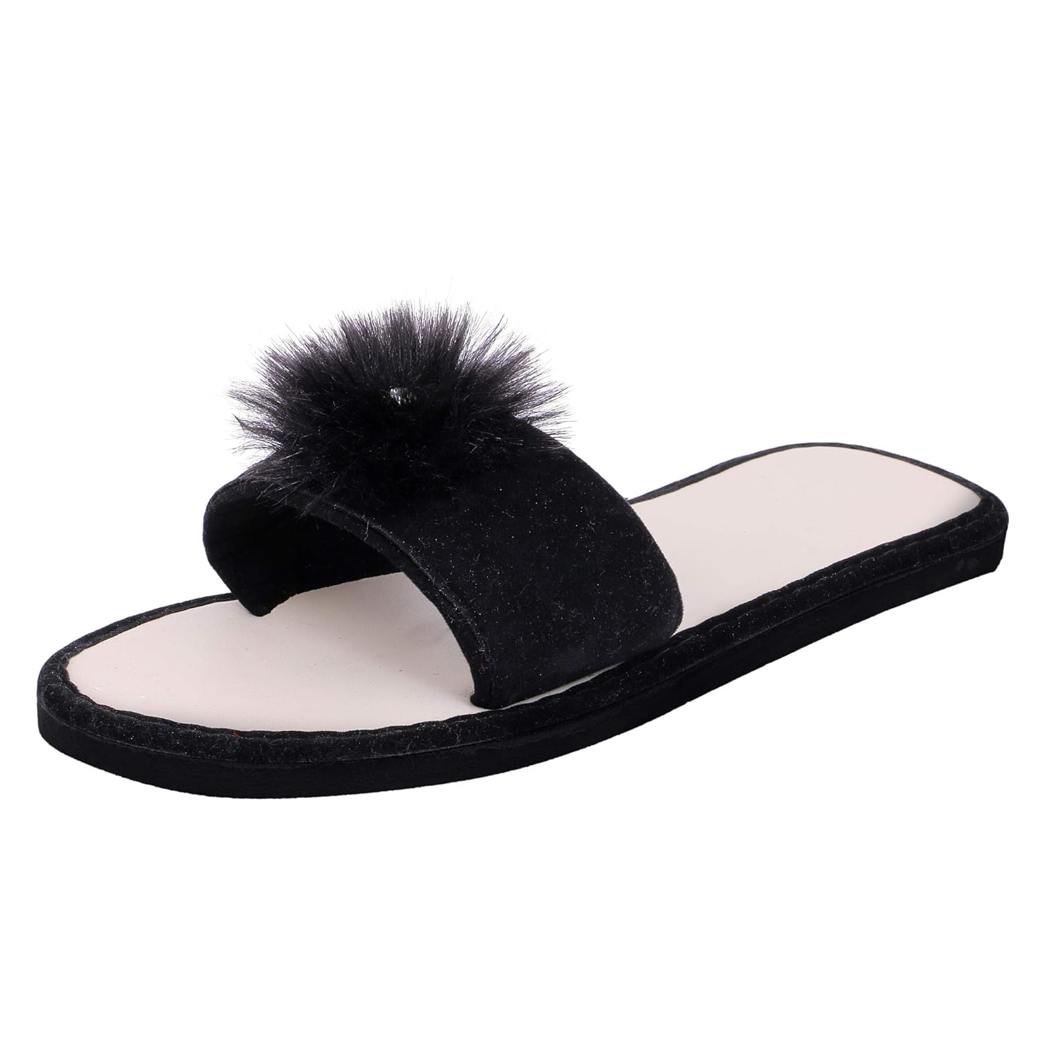 black flower flip flops