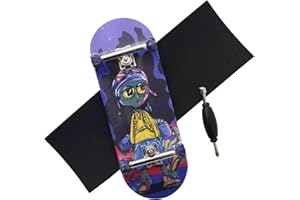 RACOFSB Pro Fingerboard 34mm Wooden Board Professional Finger Skateboard Trucks CNC Swirl Wheels (Alien)