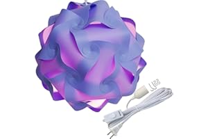 Lightingsky DIY IQ Jigsaw Puzzle Lamp Shade Ceiling Pendant Lampshade Kit with 15 Feet Hanging Cord (Purple, XL-16 inch)