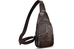 FEIGITOR Genuine Leather Silng Bag for Women and Men Real Leather Sling Backpack Chest Purse Shoulder Crossbody Bag