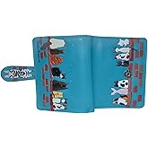 Shag Wear Cats in a Row Small Wallet for Women – Vegan Faux Leather Compact Purse with Cat Design, Animal Theme, Magnetic Snap Closure, Card and Coin Organizer Teal 4.5"