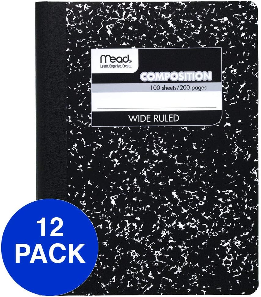 Mead Composition Notebook, Wide Ruled, 100 Sheets, 12 Pack (09910