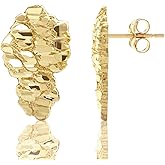 LoveBling 10K Yellow Gold Nugget Earrings (0.77" x 0.46")