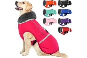 QBLEEV Warm Turtleneck Dog Coat: Waterproof Adjustable Winter Jacket for Small-Medium-Large Dogs with Reflective Fleece Neck 