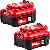 Dxotovs 6000mAh Replacement for Craftsman 20V Battery 2 Packs Li-ion Compatible with Craftsman Battery for CMCB205 CMCB204 CMCB206 CMCB202 CMCB201 with LED Indicator (2 pcs)