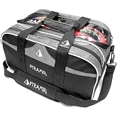 Pyramid Path Double 2 Ball Tote Plus Clear Top Bowling Bag with Large Separate Compartment for Bowling Shoes (Up To US Mens Size 15) or Accessories