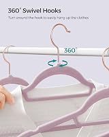 SONGMICS Velvet Hangers 50 Pcs Non-Slip 360° Hook Space-Saving Rose Gold view 7