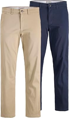 Jpstkane Dave Chino 2Pk MP Noos Male - Pantaloni Chino da Uomo, Confezione da 2, Confezione stoviglie: Blazer Blu Navy, 32W x 30L