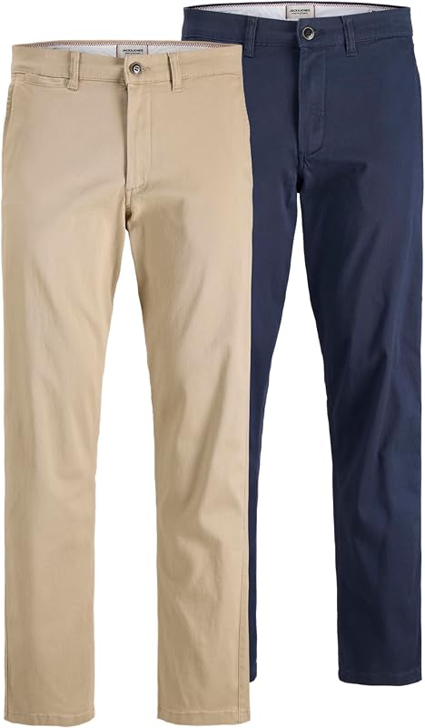 Jpstkane Dave Chino 2Pk MP Noos Male - Pantaloni Chino da Uomo, Confezione da 2, Confezione stoviglie: Blazer Blu Navy, 32W x 30L