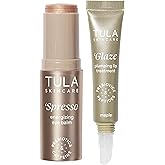TULA Skin Care Eye + Lip Duo - Spresso Energizing Eye Balm 0.35 oz + Glaze Plumping Lip Treatment 0.28 oz, 2-Piece Holiday Kit